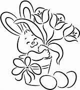 Bunny Easter Coloring Pages Clip Clipart sketch template