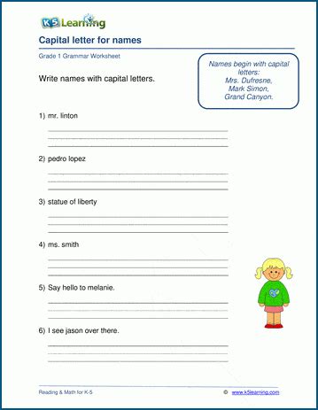capitalization worksheets  learning