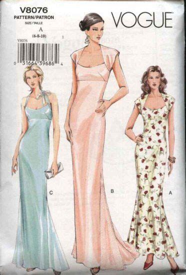 vogue sewing pattern 8076 misses size 6 8 10 formal dress evening gown