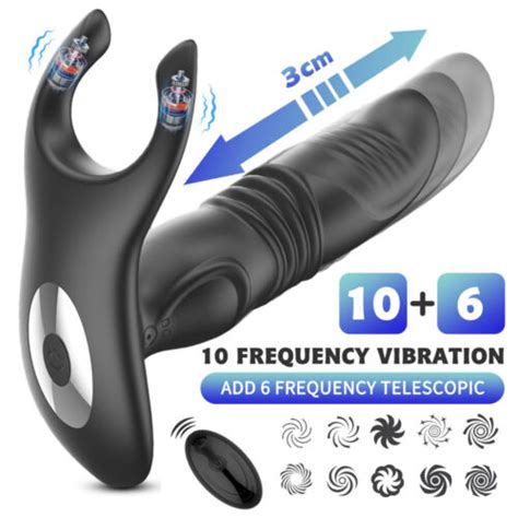 Telescopic Thrusting Anal Butt Plug Men Prostate Vibrator Dildo Sex Toy