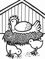Farm Coloring Pages Animals Chicken Hen Activities Crafts Kids Printable Animal Barn Print Diy Sheets sketch template