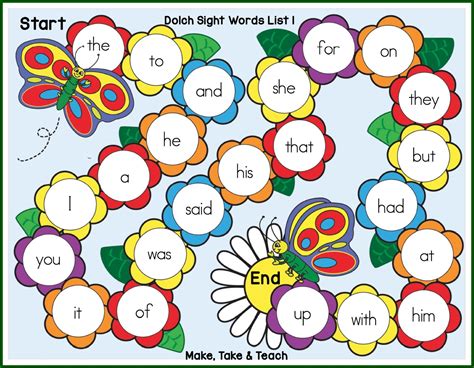 spring themed sight word game boards   teach