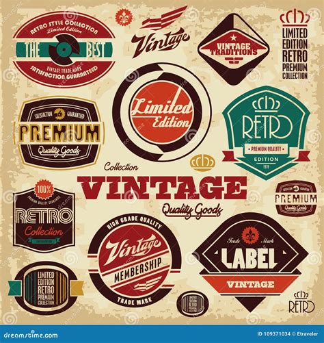 vintage labels collection retro design stock vector illustration  business emblem