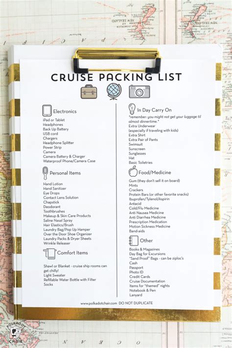 printable cruise packing list  polka dot chair