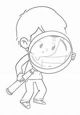 Lupa Buscando Magnifying Detective Ilustraciones Seleccionar sketch template