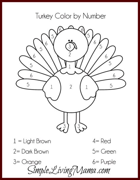 thanksgiving activities  kids  printable color  number