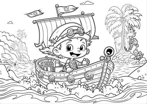 nice pirate   boat pirates kids coloring pages
