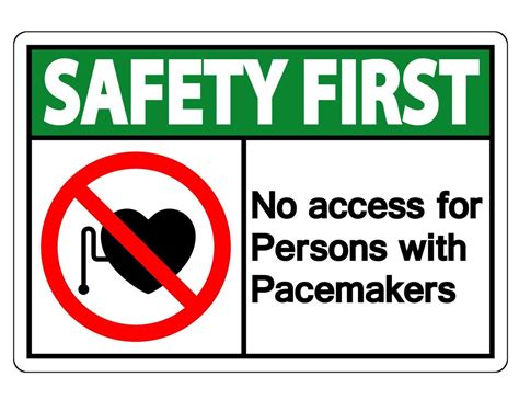 veiligheid eerst geen toegang voor personen met het teken van het pacemakersymbool op witte