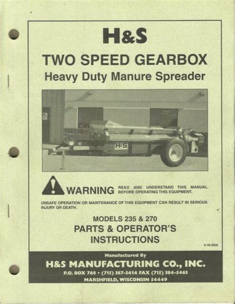 heavy duty manure spreader  speed   parts operators instructions ebay