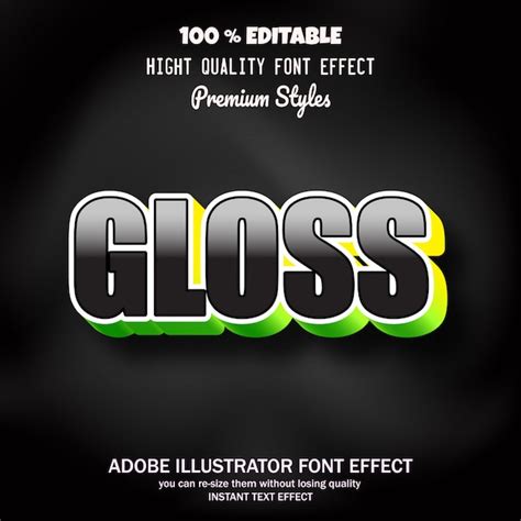 gloss text editable font effect premium vector