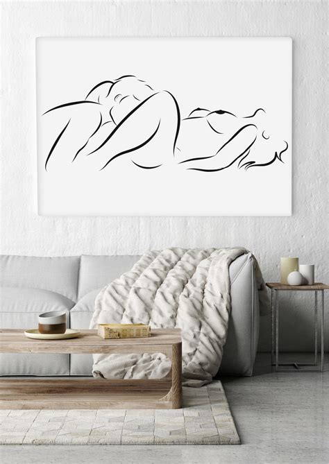 Erotic Line Art Minimalist Abstract Couple Making Love Oral Etsy