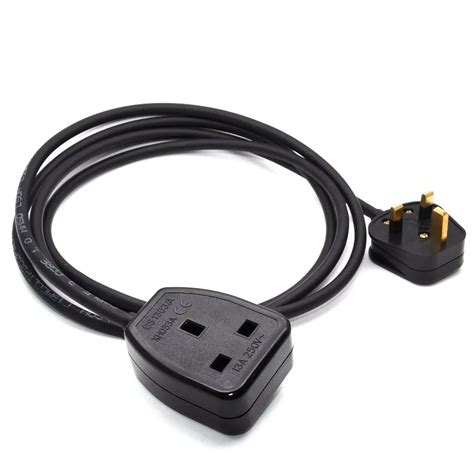 mm electric extension cord uk pin male plug  uk female socket power plug adapter cable