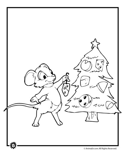 christmas mouse coloring pages animal jr
