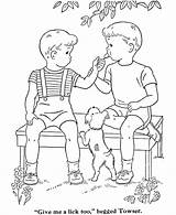 Coloring Pages Boys Kids Sharing Printable Two Friends Sheets Boy Colouring Color Clipart Grayscale Preschoolers Friend Activity Related Activities Show sketch template