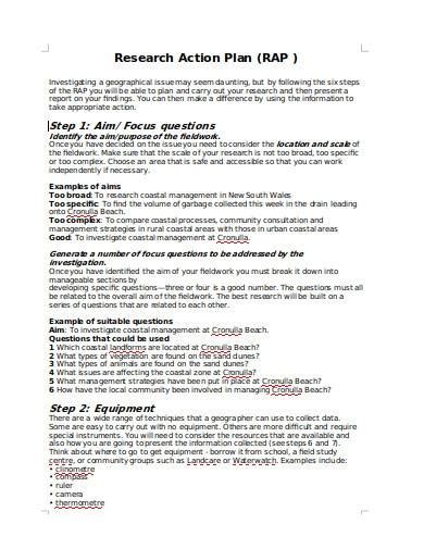 research action plan samples   ms word