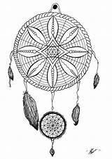 Coloring Tattoo Pages Dream Catcher Dreamcatcher Adult Adults Printable Tattoos Color Traditional American Native Bow Arrow Getcolorings Mandalas Tatoo Mandala sketch template