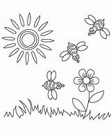 Coloring Summer Meadow Sunny Weather Sheet Colouring Bees Topcoloringpages Children Print Sun Preschoolers sketch template