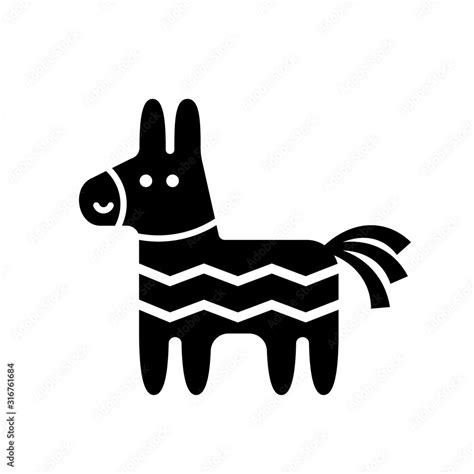 pinata flat donkey silhouette icon clipart image isolated  white