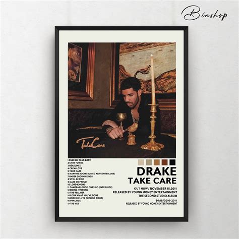drake  care poster album cover poster room decor etsy