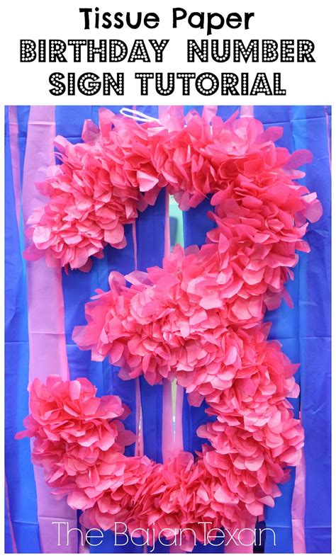 diy party decor tissue paper birthday number sign
