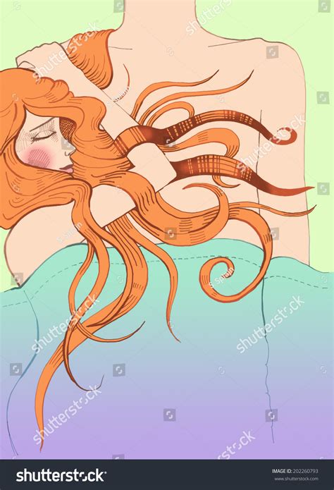 Long Haired Girl Sleeping On Her 스톡 일러스트 202260793 Shutterstock