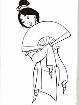 Coloring Mulan Pages Disney Sheets Coloring4free Print Holding Fan Hand Printable Princess Kids sketch template