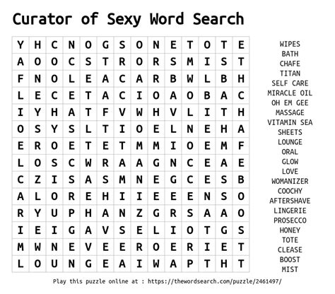 Curator Of Sexy Word Search Word Search