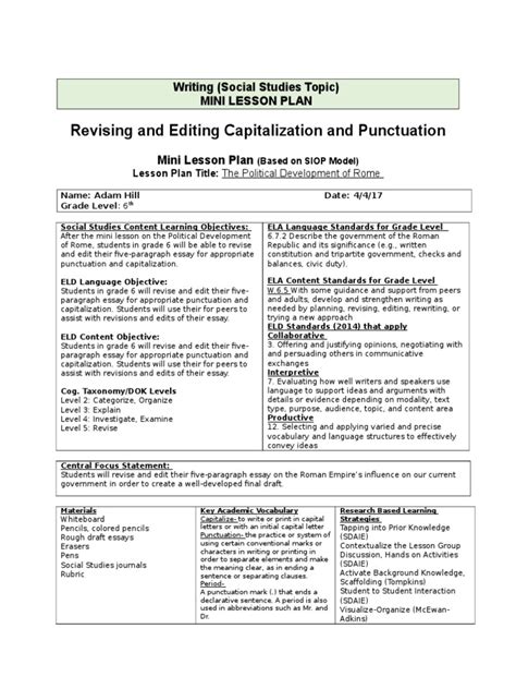 writing lesson plan educational assessment reading comprehension