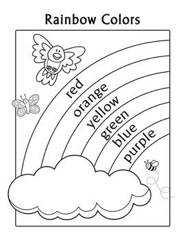 colors practice rainbow coloring page english color worksheet