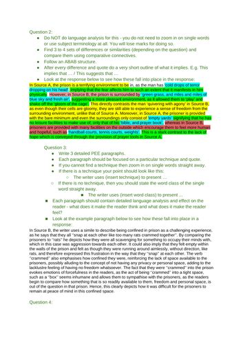 aqa language paper  guide sheet teaching resources