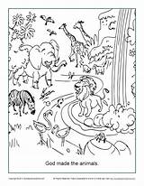 Coloring Creation God Animals Made Creatures Bible Genesis Activity Printable Story Children Kids Animal School Sunday Plants Pdf Creating Activities sketch template
