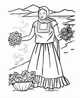 Coloring Pages Mexican Girls Valentine Sheets Flowers Printable Kids Grade 4th Posadas Selling Las Colonial Girl 3rd Woman Print Flower sketch template