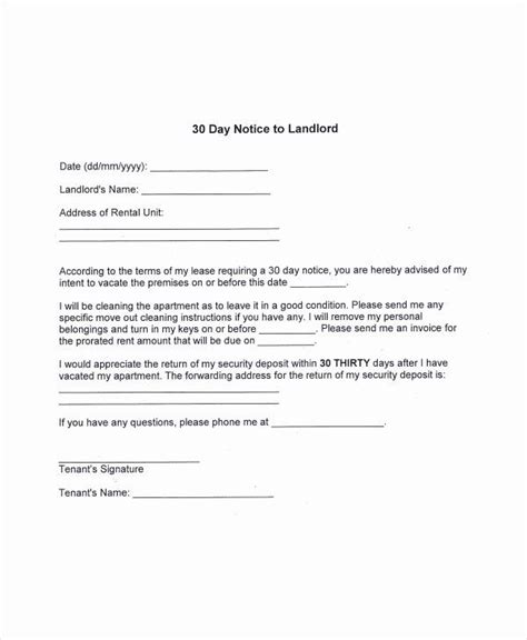tenant move  letter fresh   examples   day notice