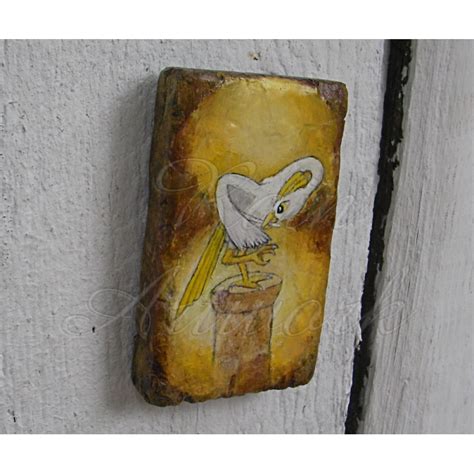primitive fantasy funky folk art gold crested crane