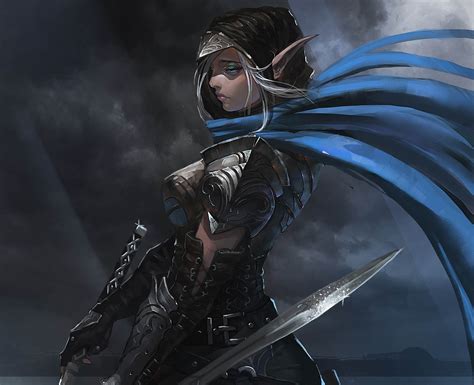 Elves Warrior Armor Sword Artwork Fantasy Art