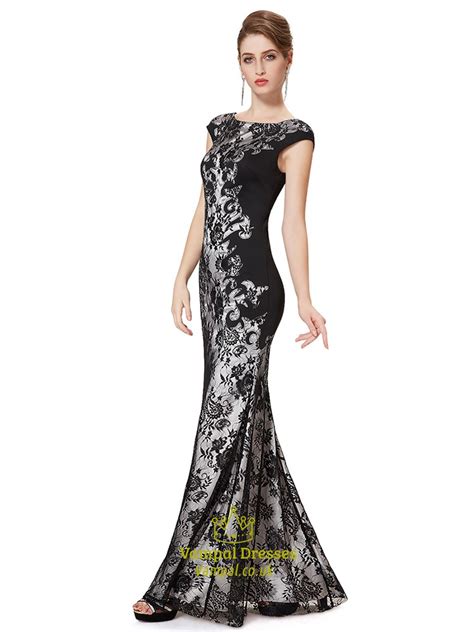 Black Lace Mermaid Prom Dresses 2015 Long Black Lace Mermaid Prom Dress