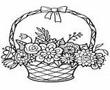 Coloring Pages Flowers Flower Basket sketch template