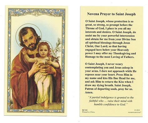 powerful novena prayer  saint joseph prayer card