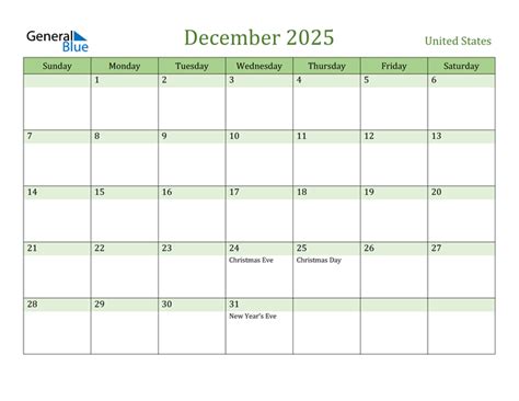 december  calendar  united states holidays
