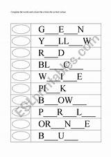 Spelling Colours Children Practice Worksheet Worksheets Preview Esl sketch template