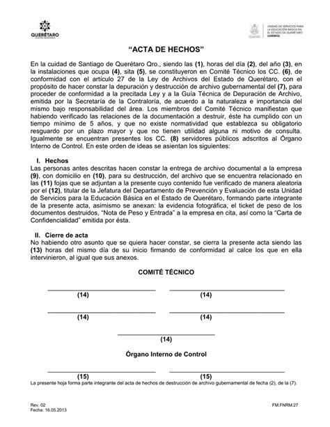 Modelo De Acta De Constancia De Hechos Doc Document Images And Photos