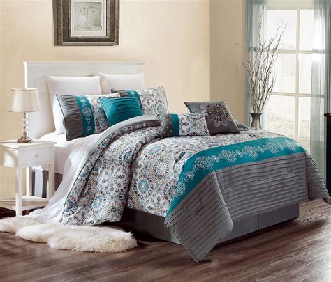 amazoncom luxury  piece bedding sammy pin tuck comforter set  grey