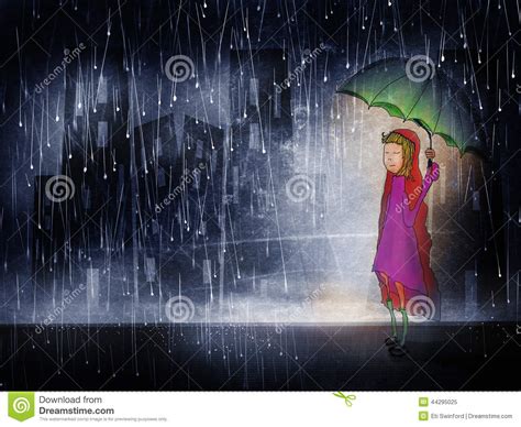 Meisje In De Regen Stock Illustratie Illustratie Bestaande Uit Kind