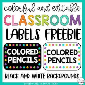 classroom decor labels editable colorful  black  white