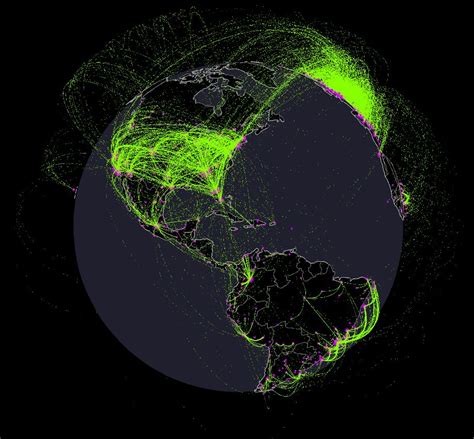 map   day   worlds air traffic visualized  sounding