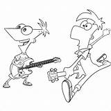 Phineas Ferb Guitarra Tocando Guitarras sketch template