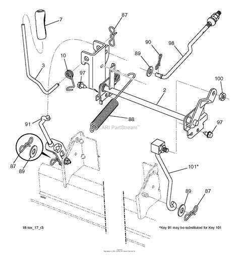 husqvarna yth    parts diagram  mower lift lever