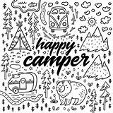 Camper Campeggiatore Disegnata Felice Vettore Fumetto Campeggio Carta Preschool Coloringhome sketch template
