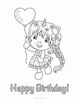 Coloring Birthday Pages Girl Happy Printable Popular sketch template