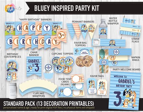 digital printable bluey inspired birthday party kit etsy